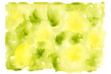 Blurred watercolor background yellow lemon and green