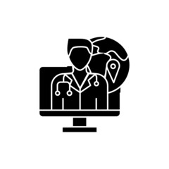 Remote consultation color line icon. Ehealth.