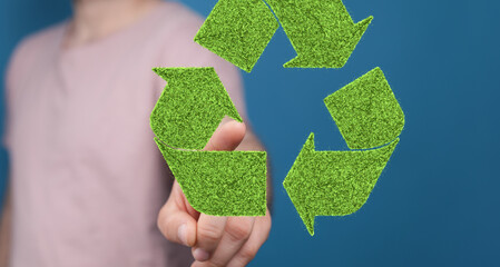 3d rendering of green recycle icon
