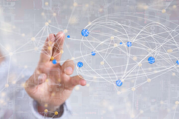 Global network. Blockchain. 3D illustration. Neural networks and artificial intelligence. Abstract