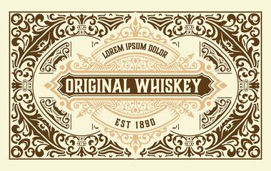 Whiskey label with old frames