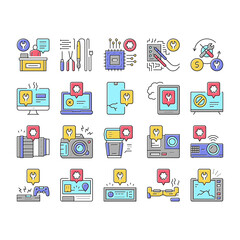 Electronic Repair Collection Icons Set Vector .