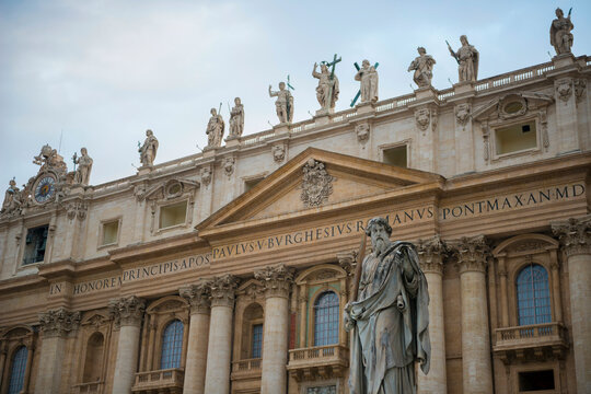 The Entrance Door to La Basilica di San Pietro - Vatican City in Rome, Italy.