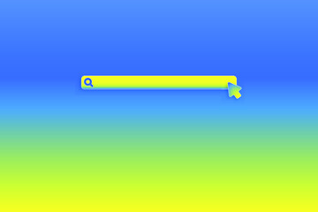 Search bar, search isolated on blue-yellow background. Vector illustration