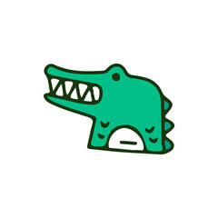 Crocodile head, illustration for t-shirt, sticker, or apparel merchandise. With doodle, retro, and cartoon style.