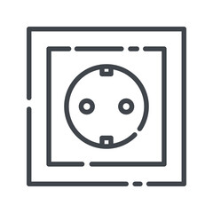 Vector electricity socket line icon isolated on transparent background