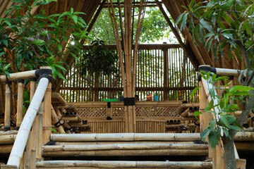 Unique bamboo house used for cafe in Indonesia.