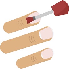 Vector illustration of fingers of the hand painting the nails with a nail polish