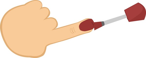 Vector illustration of a hand painting the fingernail of the index finger with a nail polish