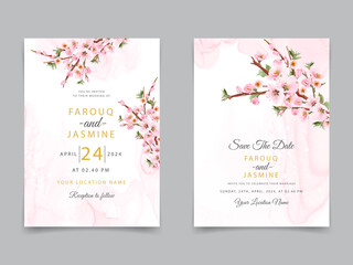 Pink cherry blossom wedding invitations © Theresia