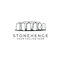 Ancient Stone vector logo design. stonehenge