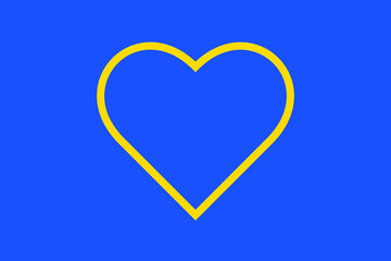 Heart vector design. Yellow lines on blue background. Ukraine war against Russia. Peace concept illustration.