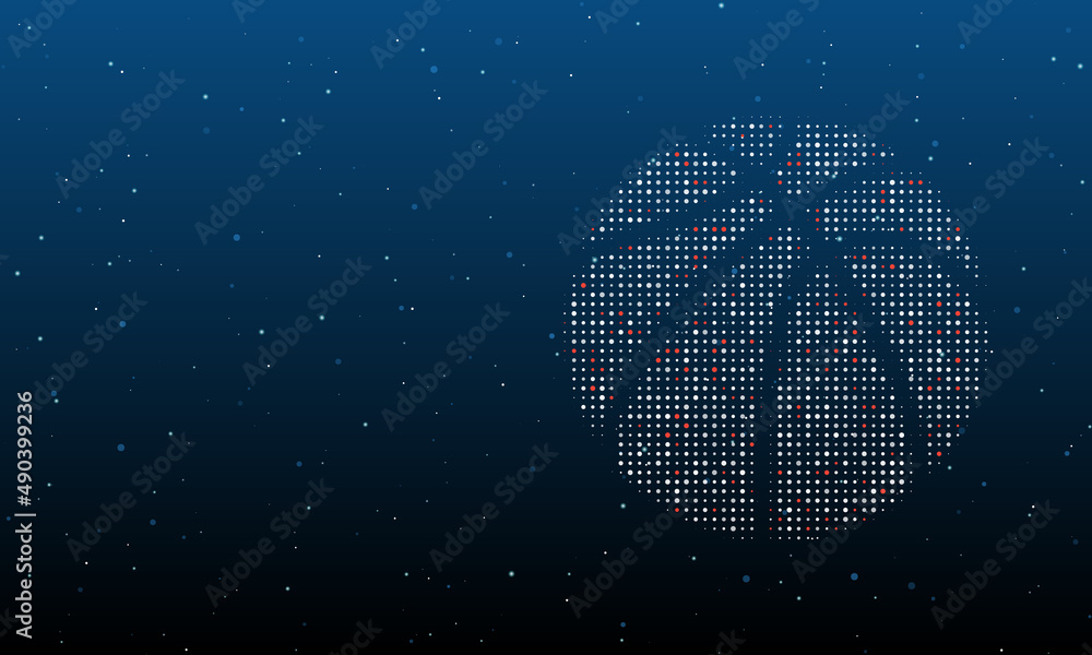 Poster on the right is the basketball symbol filled with white dots. background pattern from dots and circl