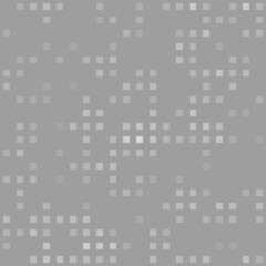 Abstract seamless geometric pattern. Mosaic background of white squares. Evenly spaced  shapes of different color. Vector illustration on gray background