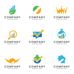 Set of seo and marketing business logo icon design for multipurpose company