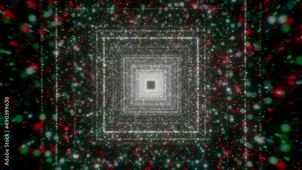 Aufkleber a black background with bright squares leading inside along the corridor. motion.shiny floating part