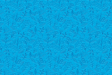 Blue animated Wallpaper with flowers and leaves textured elements pattern. unique and smart design