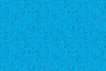 Fototapeta premium Blue animated Wallpaper with flowers and leaves textured elements pattern. unique and smart design