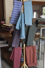 Fototapeta na wymiar Lurik Fabric, traditional woven cloth typical of Yogyakarta and Central Java.