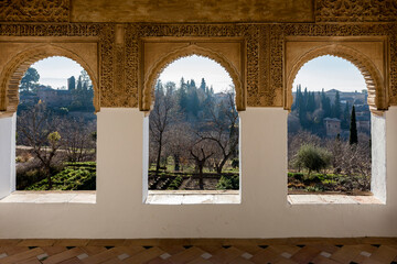 View of  Granada from the arches of the Alhambra