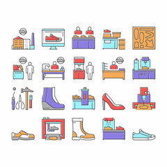 Shoes Repair Service Collection Icons Set Vector .