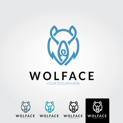 Minimal wolf logo template - vector