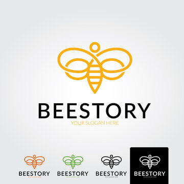 Minimal bee logo template - vector