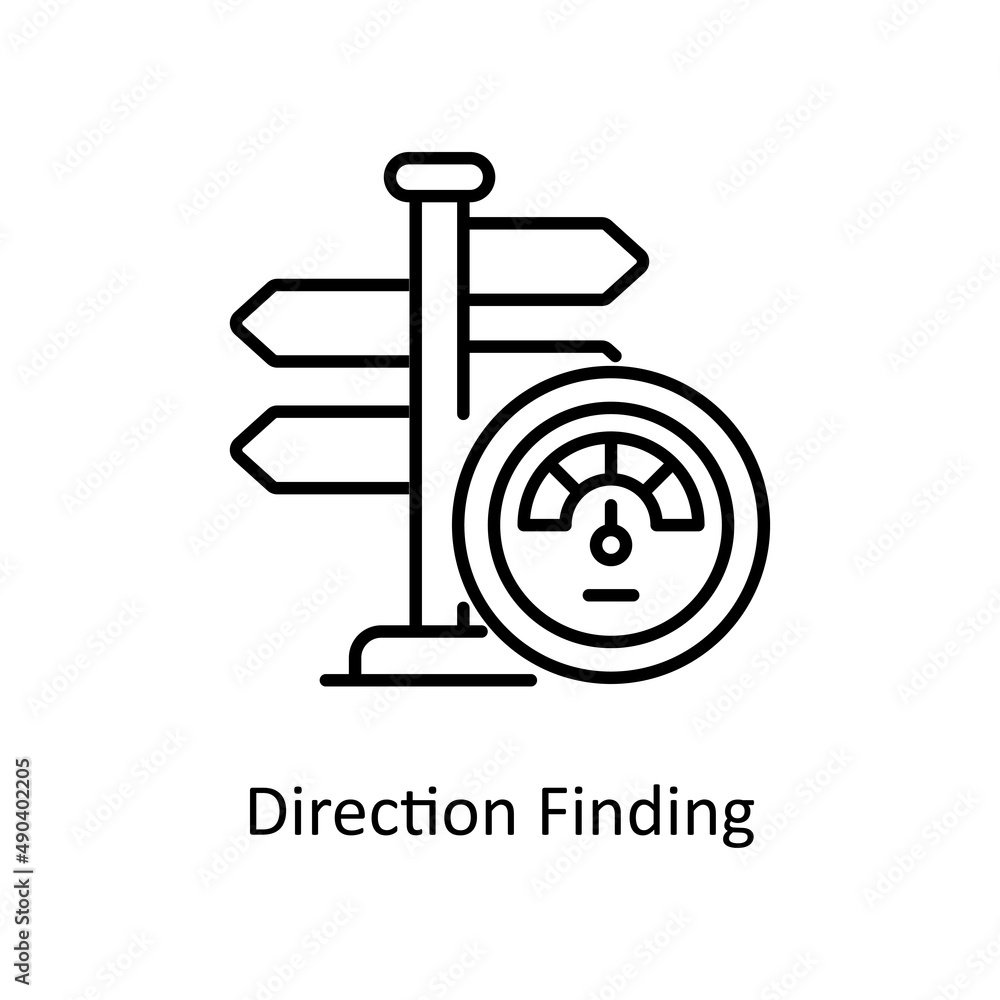 Poster direction finding vector outline icon for web isolated on white background eps 10 file