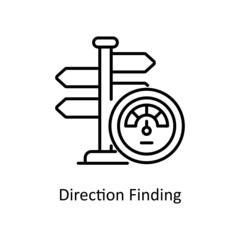 Direction Finding vector outline icon for web isolated on white background EPS 10 file