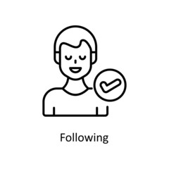 Following vector outline icon for web isolated on white background EPS 10 file