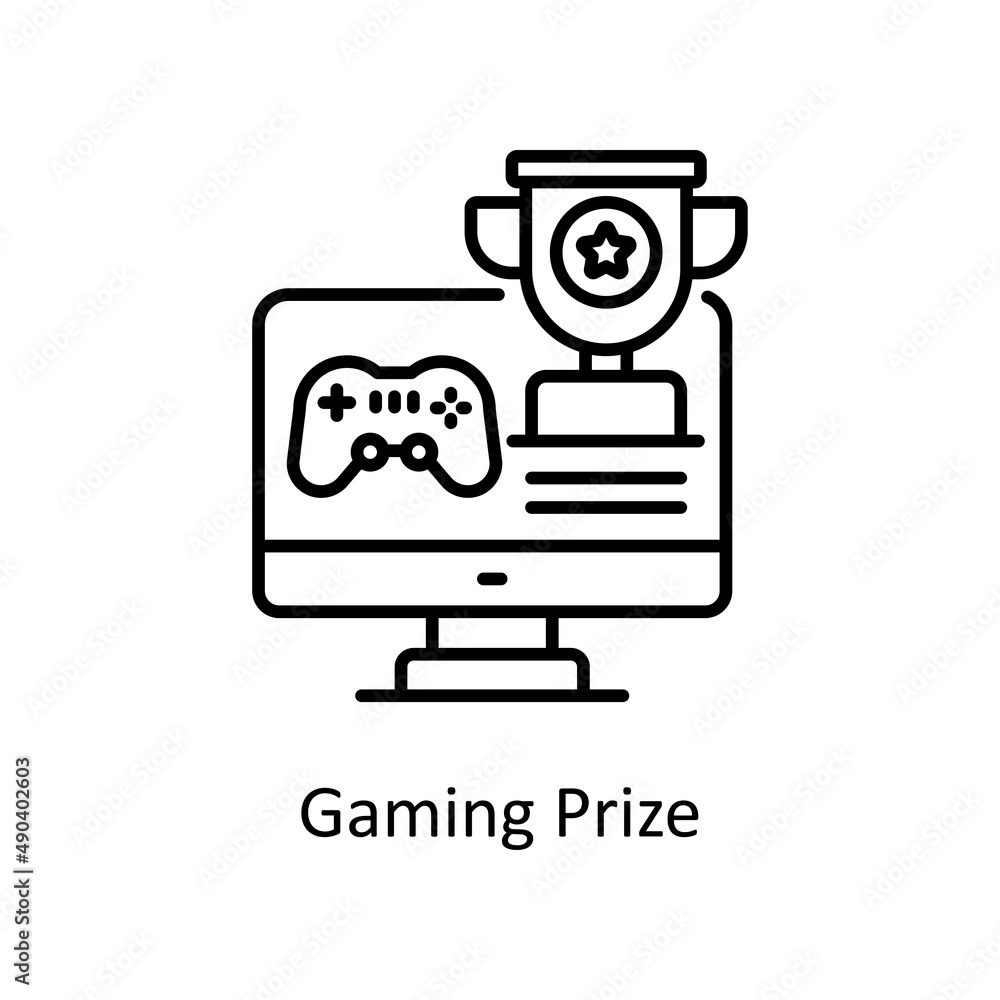 Aufkleber gaming prize vector outline icon for web isolated on white background eps 10 file