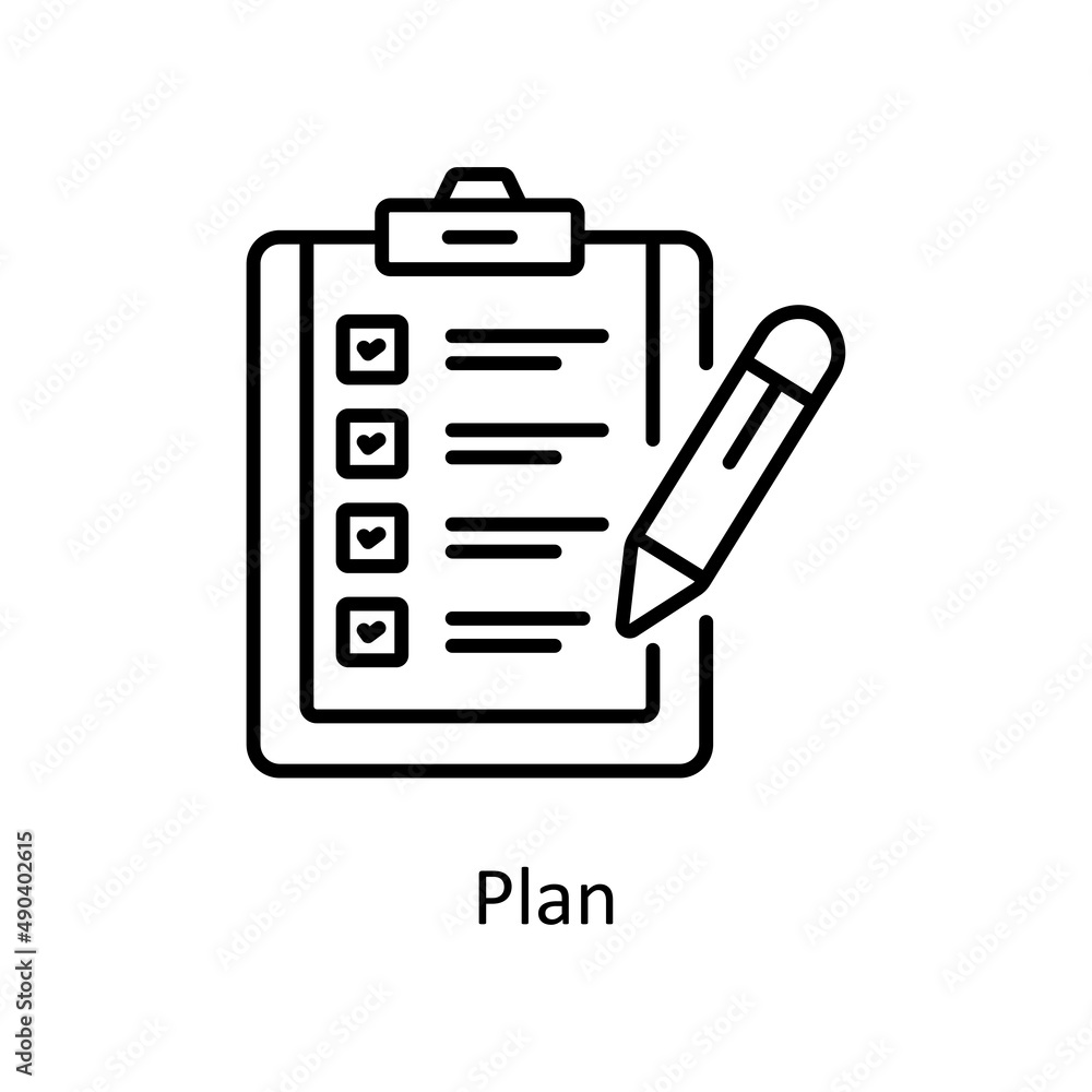 Aufkleber plan vector outline icon for web isolated on white background eps 10 file