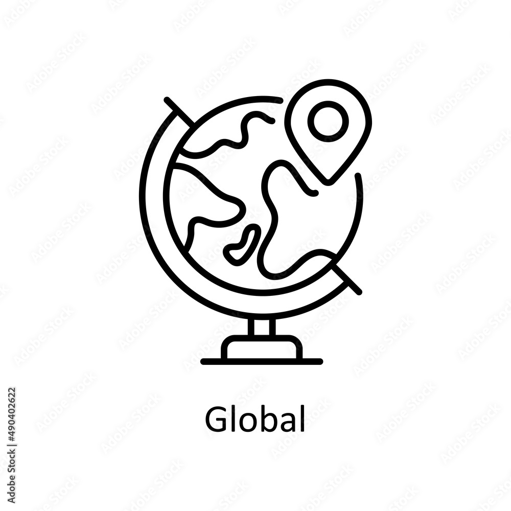 Poster global vector outline icon for web isolated on white background eps 10 file