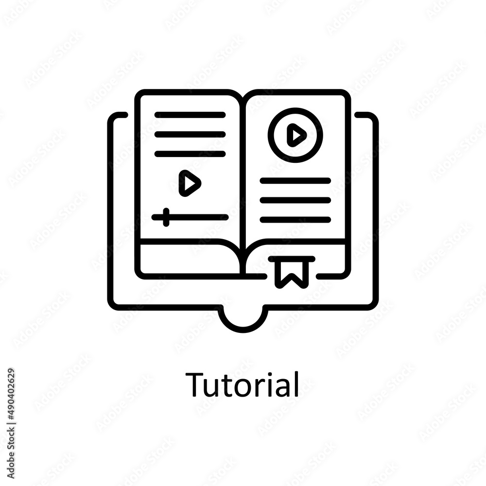 Poster tutorial vector outline icon for web isolated on white background eps 10 file