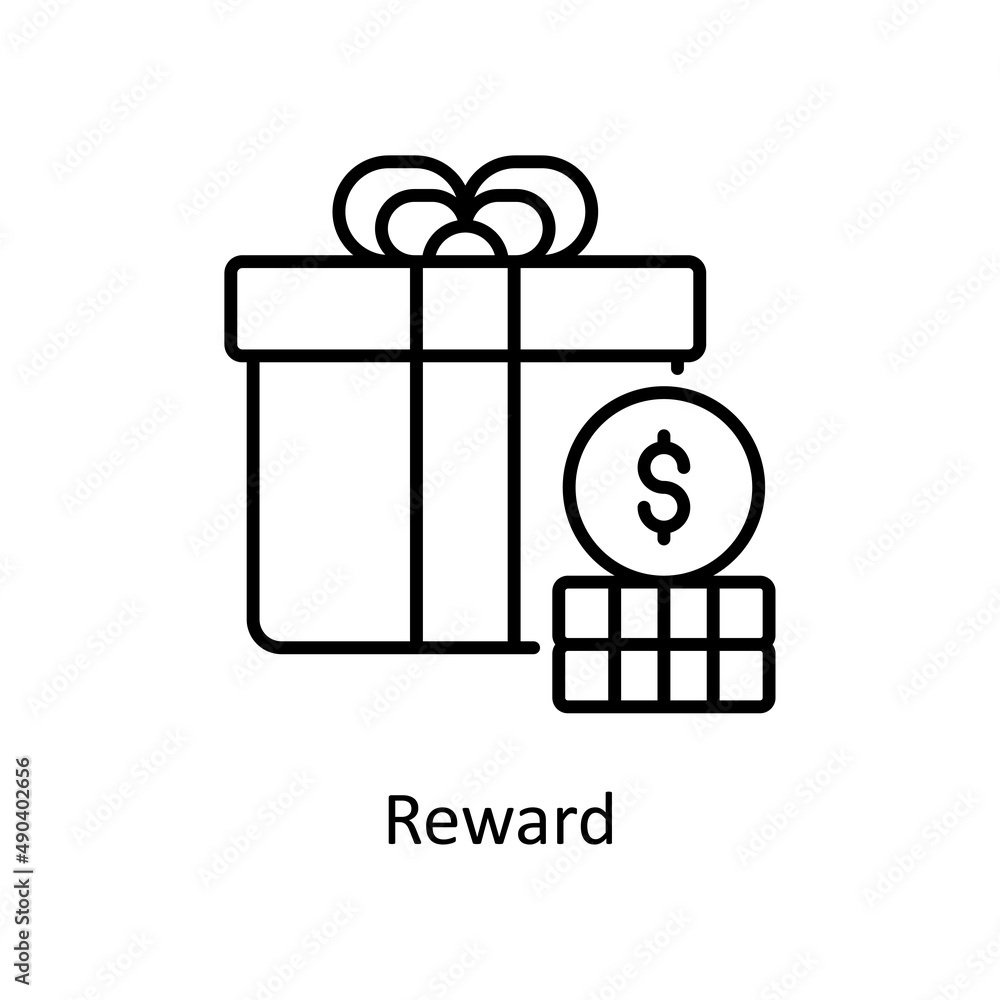 Poster reward vector outline icon for web isolated on white background eps 10 file