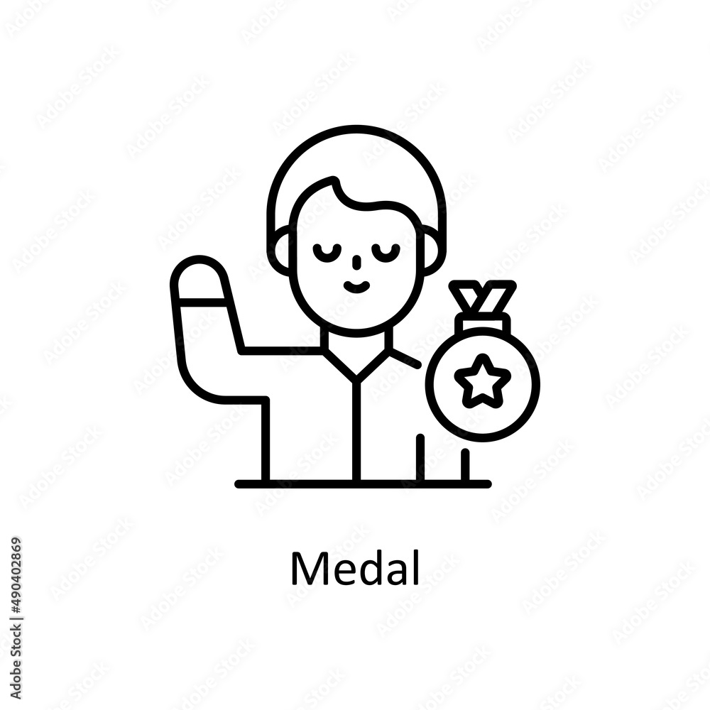 Poster medal vector outline icon for web isolated on white background eps 10 file