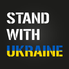 Stand With Ukraine slogan. Concept save Ukraine from Russia and please stop war. Ukrainian text in color of the flag. Pray For Ukraine peace. The whole world praying for Ukraine. Vector Illustration.