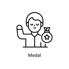 Medal vector outline icon for web isolated on white background EPS 10 file