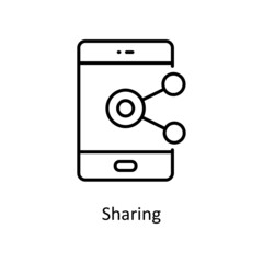 Sharing vector outline icon for web isolated on white background EPS 10 file