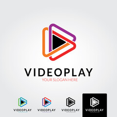 Minimal video play logo template - vector