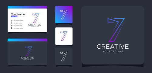 number 7 abstract technology with line style design inspiration