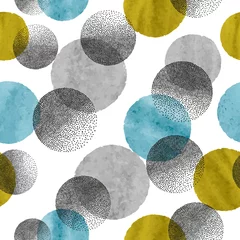 Tapeten Seamless circles pattern. Vector geometric background with watercolor round shapes. © Afanasia