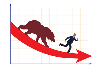 Businessman in illustration of bearish market