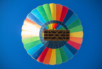 Colorful hot air balloon from the below
