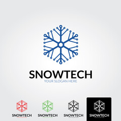 Minimal snow tech logo template - vector