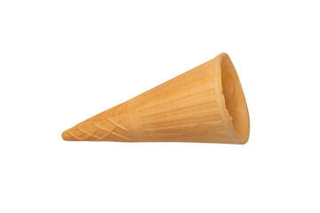 Waffle cone isolated on white background.