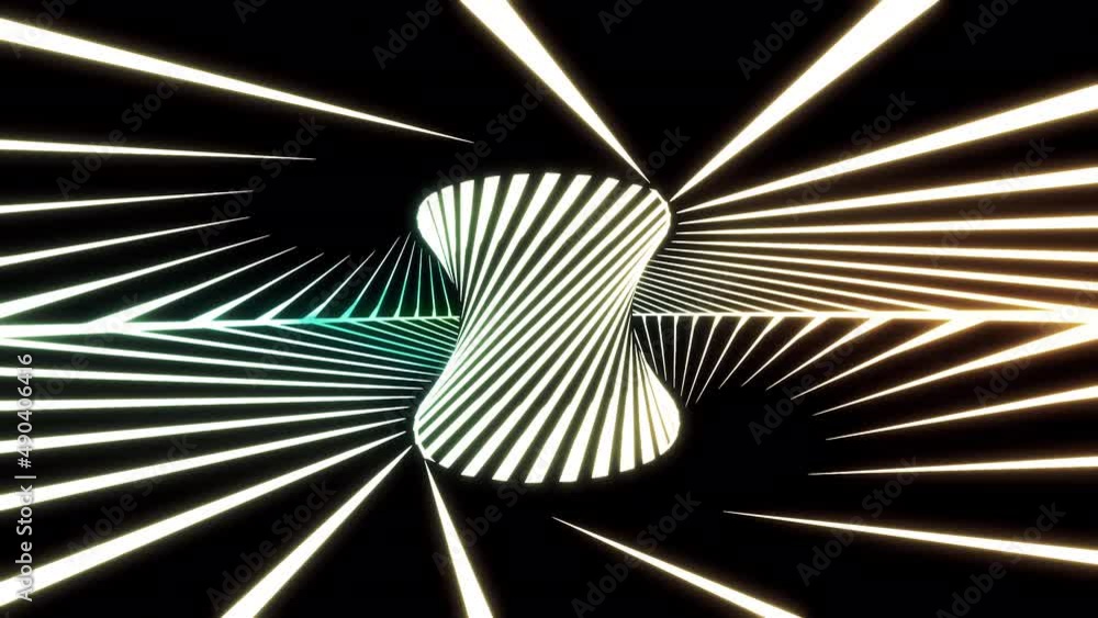 Aufkleber hypnotic 3d tunnel with lines rotates. design. hypnotic model of rotating torus with lines. rotating