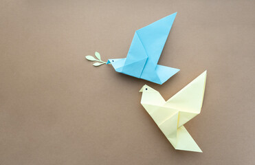 two origami peace doves
