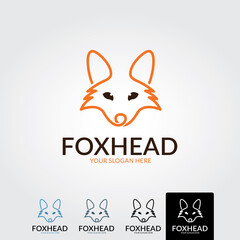 Minimal fox logo template - vector