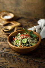 Homemade vegetable salad with quinoa